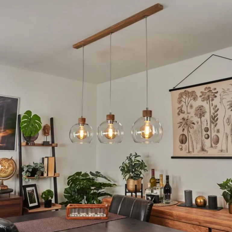 Suspension Andeer Chrome, Écru, 3 lumières