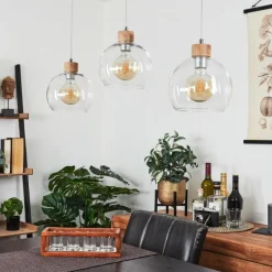 Suspension Andeer Chrome, Écru, 3 lumières