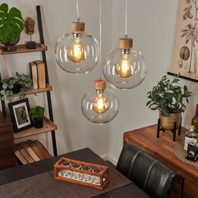 Suspension Andeer Chrome, Écru, 3 lumières