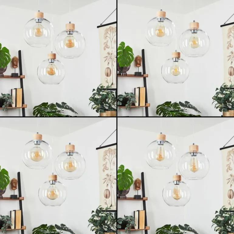 Suspension Andeer Chrome, Écru, 3 lumières