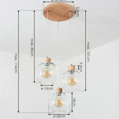 Suspension Andeer Chrome, Écru, 3 lumières