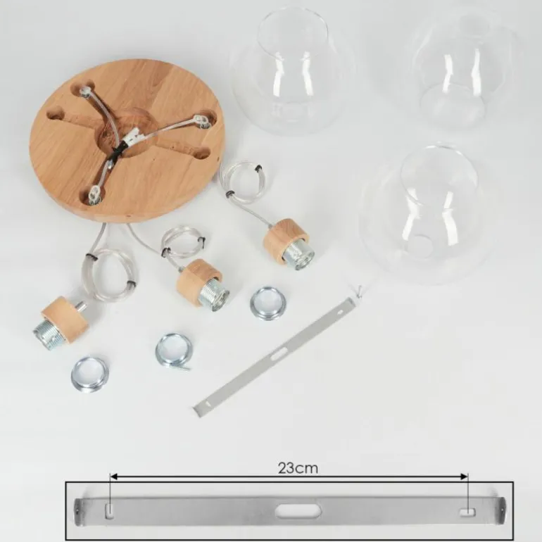 Suspension Andeer Chrome, Écru, 3 lumières