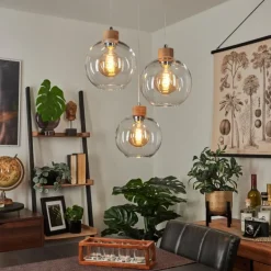 Suspension Andeer Chrome, Écru, 3 lumières