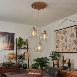 Suspension Andeer Chrome, Écru, 3 lumières