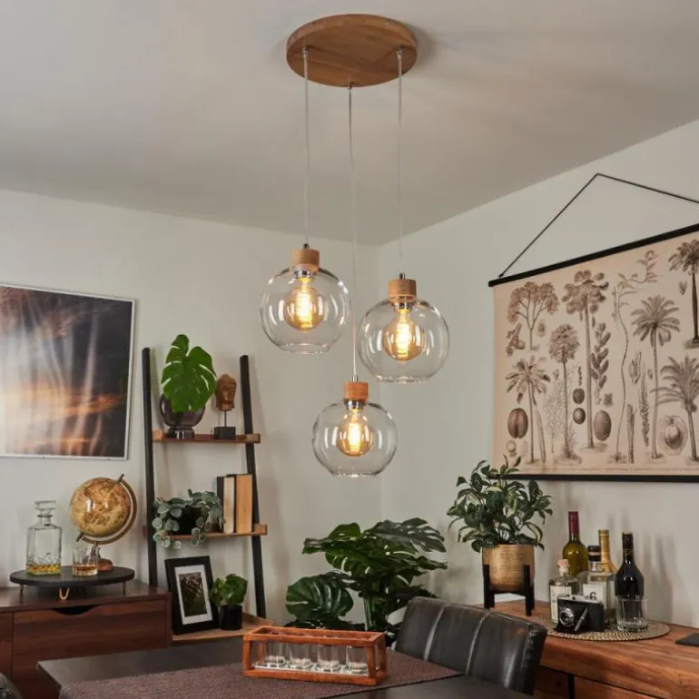 Suspension Andeer Chrome, Écru, 3 lumières