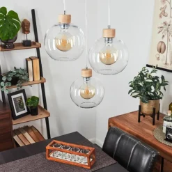 Suspension Andeer Chrome, Écru, 3 lumières