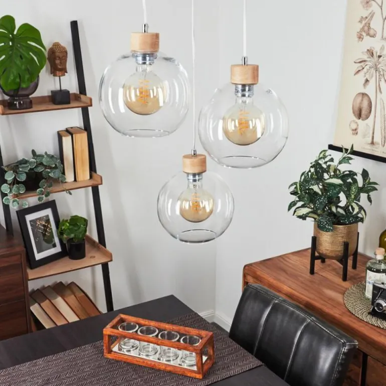 Suspension Andeer Chrome, Écru, 3 lumières