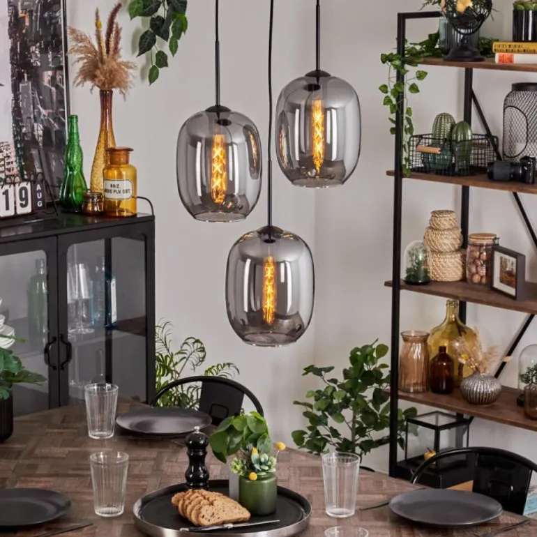 Suspension Apedo Clair, Fumé, 3 lumières