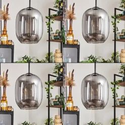 Suspension Apedo Clair, Fumé, 3 lumières