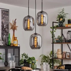 Suspension Apedo Clair, Fumé, 3 lumières