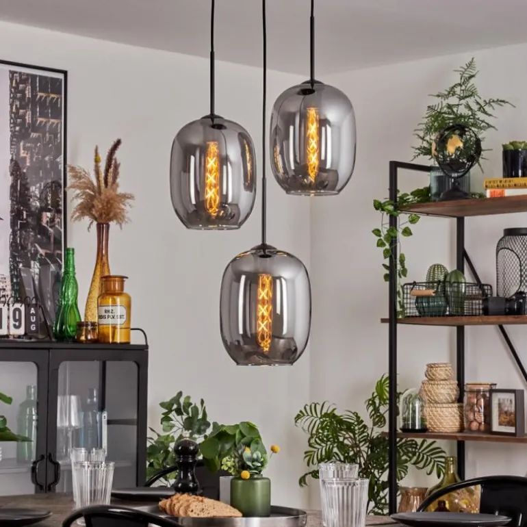 Suspension Apedo Clair, Fumé, 3 lumières