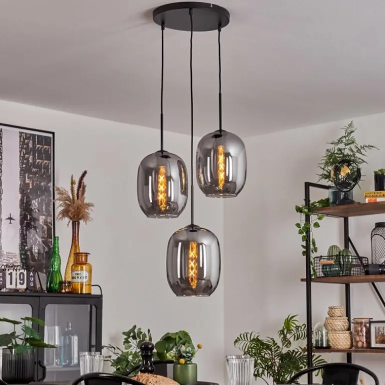 Suspension Apedo Clair, Fumé, 3 lumières