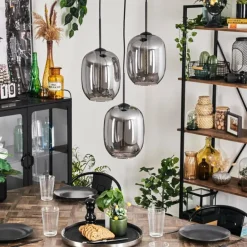 Suspension Apedo Clair, Fumé, 3 lumières