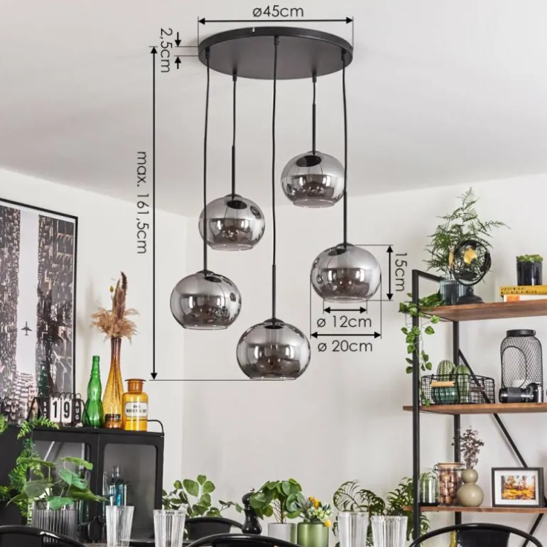 Suspension Apedo Fumé, 5 lumières