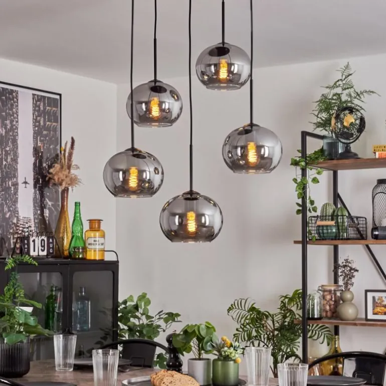 Suspension Apedo Fumé, 5 lumières