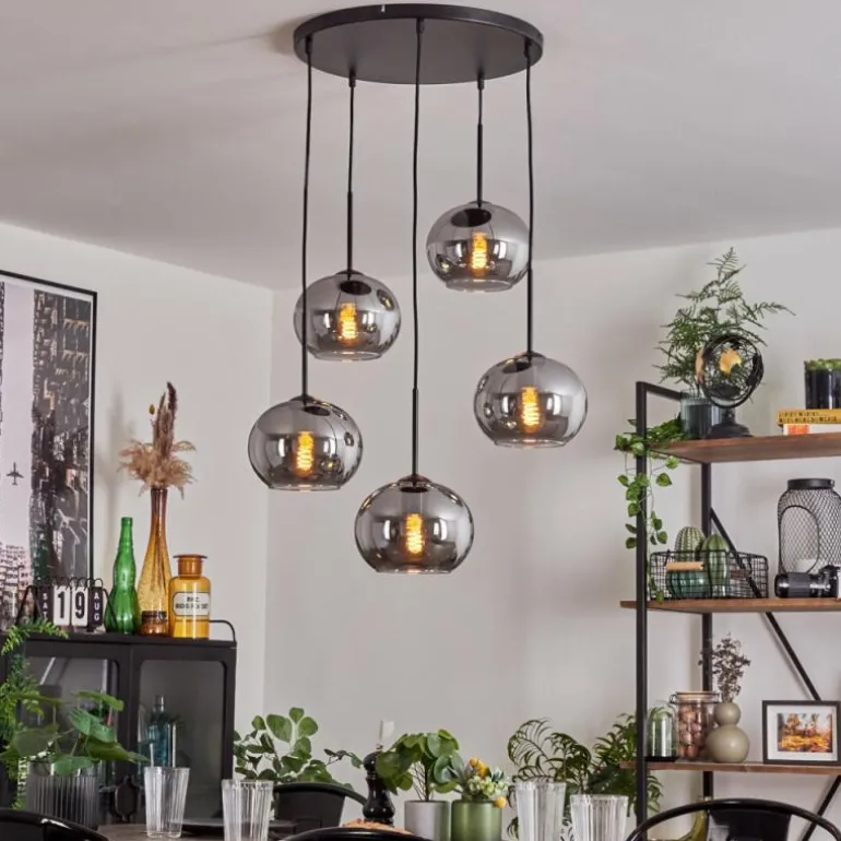 Suspension Apedo Fumé, 5 lumières