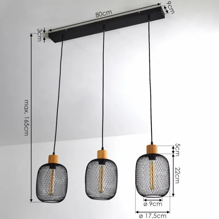 Suspension Ateponta Noir, 3 lumières