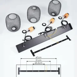 Suspension Ateponta Noir, 3 lumières