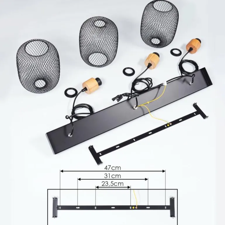 Suspension Ateponta Noir, 3 lumières
