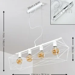 Suspension Babol Blanc, 4 lumières