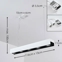 Suspension Bacoor LED Noir, Blanc, 5 lumières