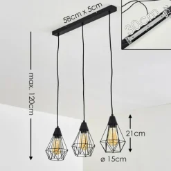 Suspension Baguio Noir, 3 lumières