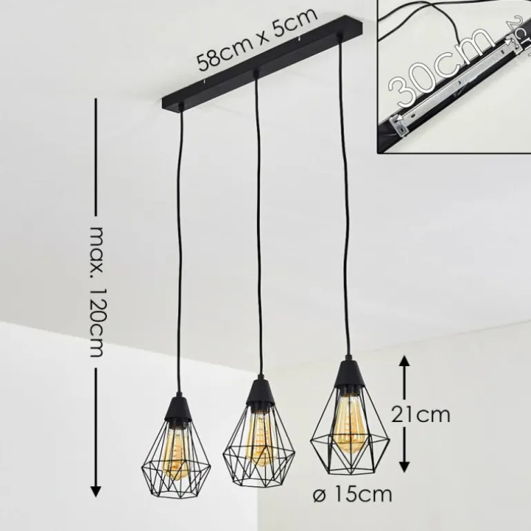 Suspension Baguio Noir, 3 lumières