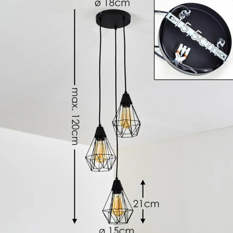 Suspension Baguio Noir, 3 lumières