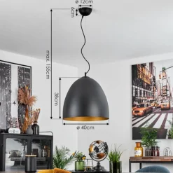 Suspension Bakou Noir, 1 lumière