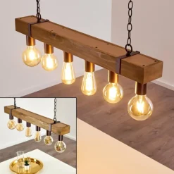 Suspension Balakovo Bois foncé, Rouille, 6 lumières