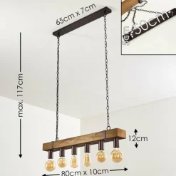 Suspension Balakovo Bois foncé, Rouille, 6 lumières