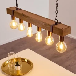 Suspension Balakovo Bois foncé, Rouille, 6 lumières
