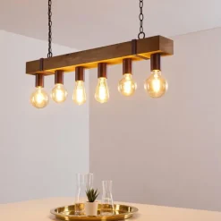 Suspension Balakovo Bois foncé, Rouille, 6 lumières