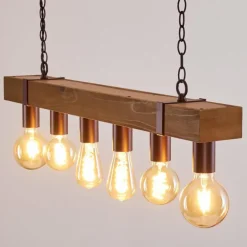 Suspension Balakovo Bois foncé, Rouille, 6 lumières