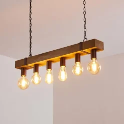 Suspension Balakovo Bois foncé, Rouille, 6 lumières