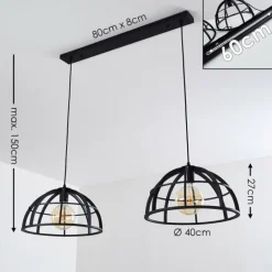 Suspension Ballarat Noir, 2 lumières