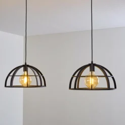 Suspension Ballarat Noir, 2 lumières