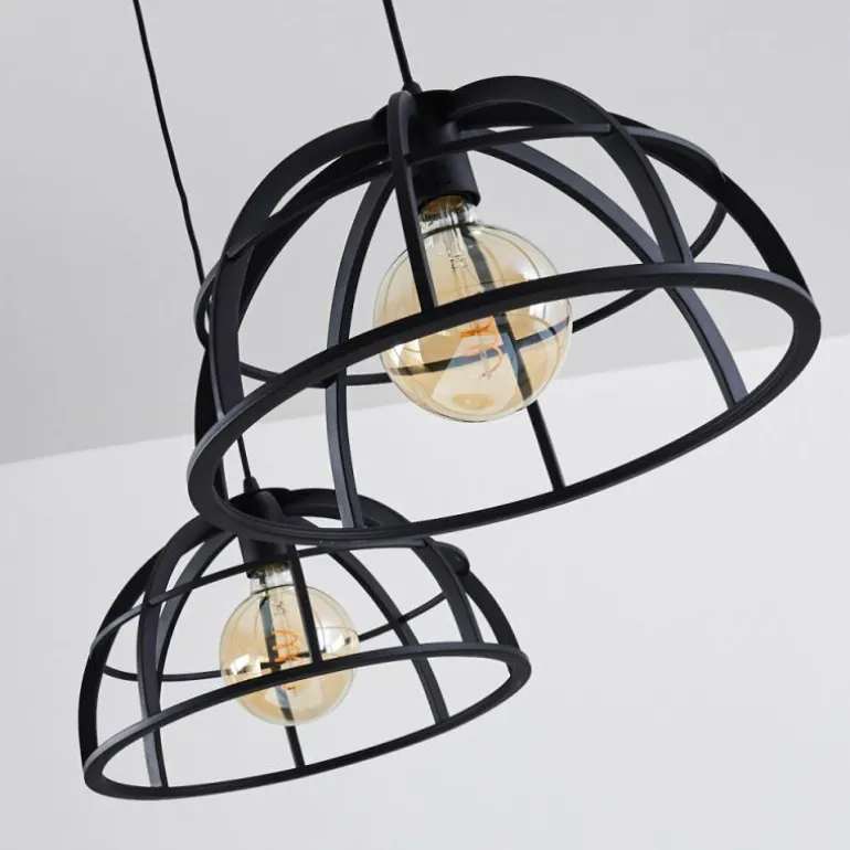 Suspension Ballarat Noir, 2 lumières