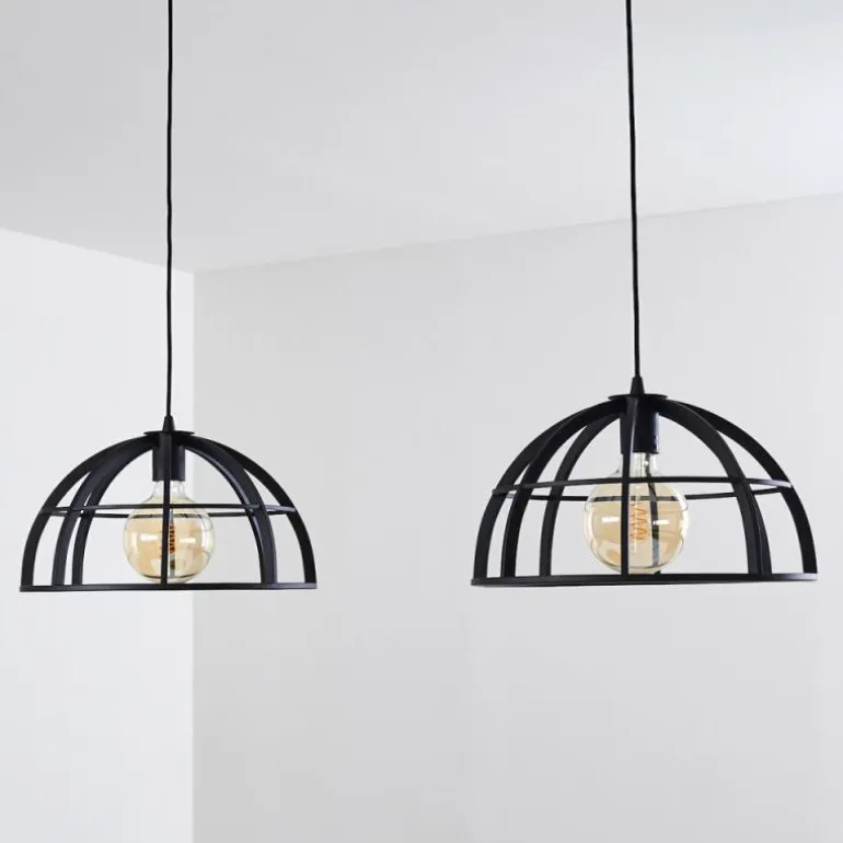 Suspension Ballarat Noir, 2 lumières