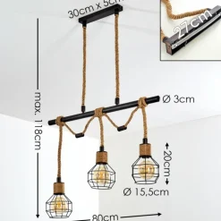 Suspension Bangui Brun, Noir, 3 lumières