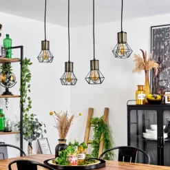 Suspension Bardhaman Noir, 4 lumières