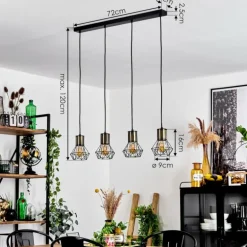 Suspension Bardhaman Noir, 4 lumières