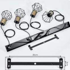 Suspension Bardhaman Noir, 4 lumières