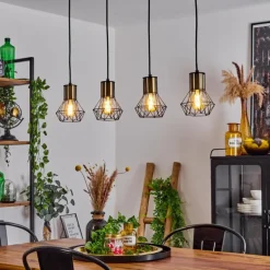 Suspension Bardhaman Noir, 4 lumières