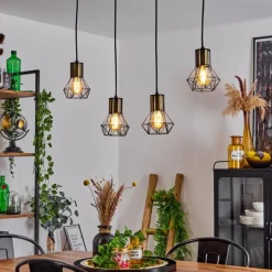 Suspension Bardhaman Noir, 4 lumières