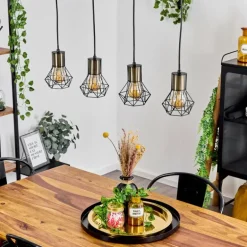 Suspension Bardhaman Noir, 4 lumières