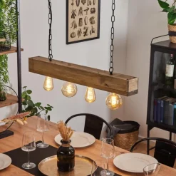 Suspension Berat Brun, Noir, 4 lumières