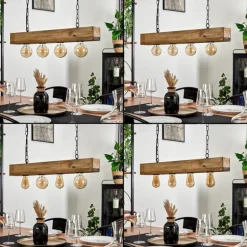 Suspension Berat Brun, Noir, 4 lumières