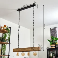 Suspension Berat Brun, Noir, 4 lumières