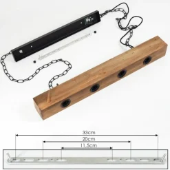 Suspension Berat Brun, Noir, 4 lumières